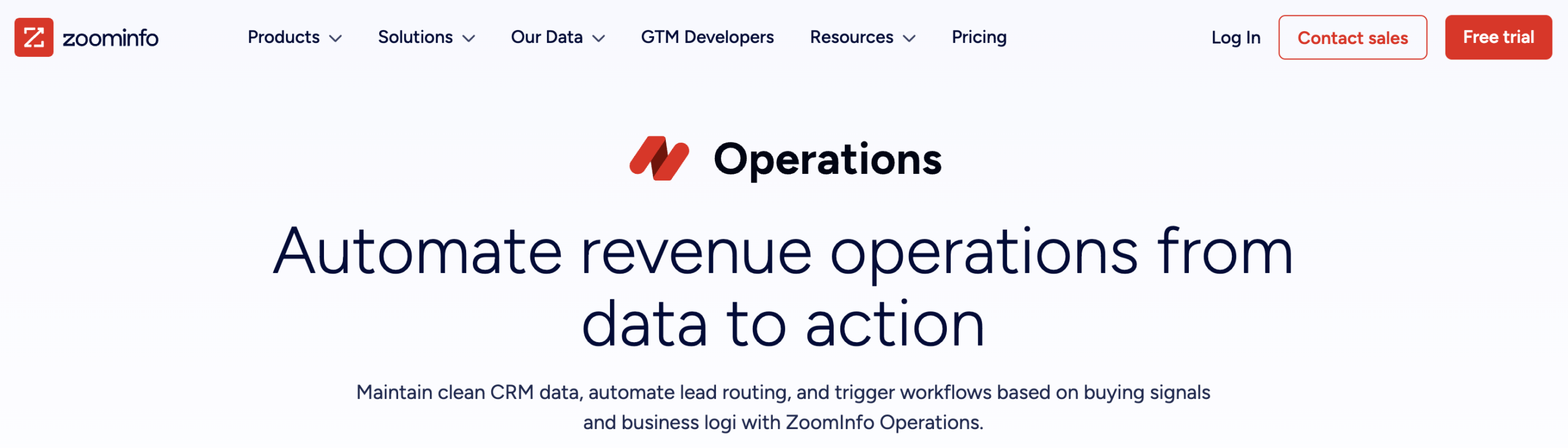 ZoomInfo Operations OS webpage home page