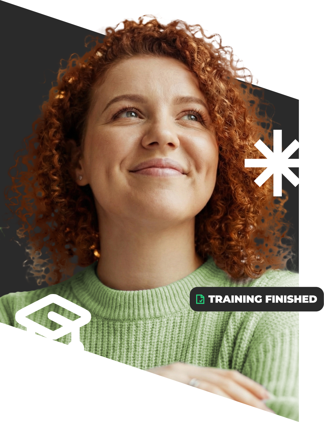 LeanData learning center graphic showing a woman looking up confidently