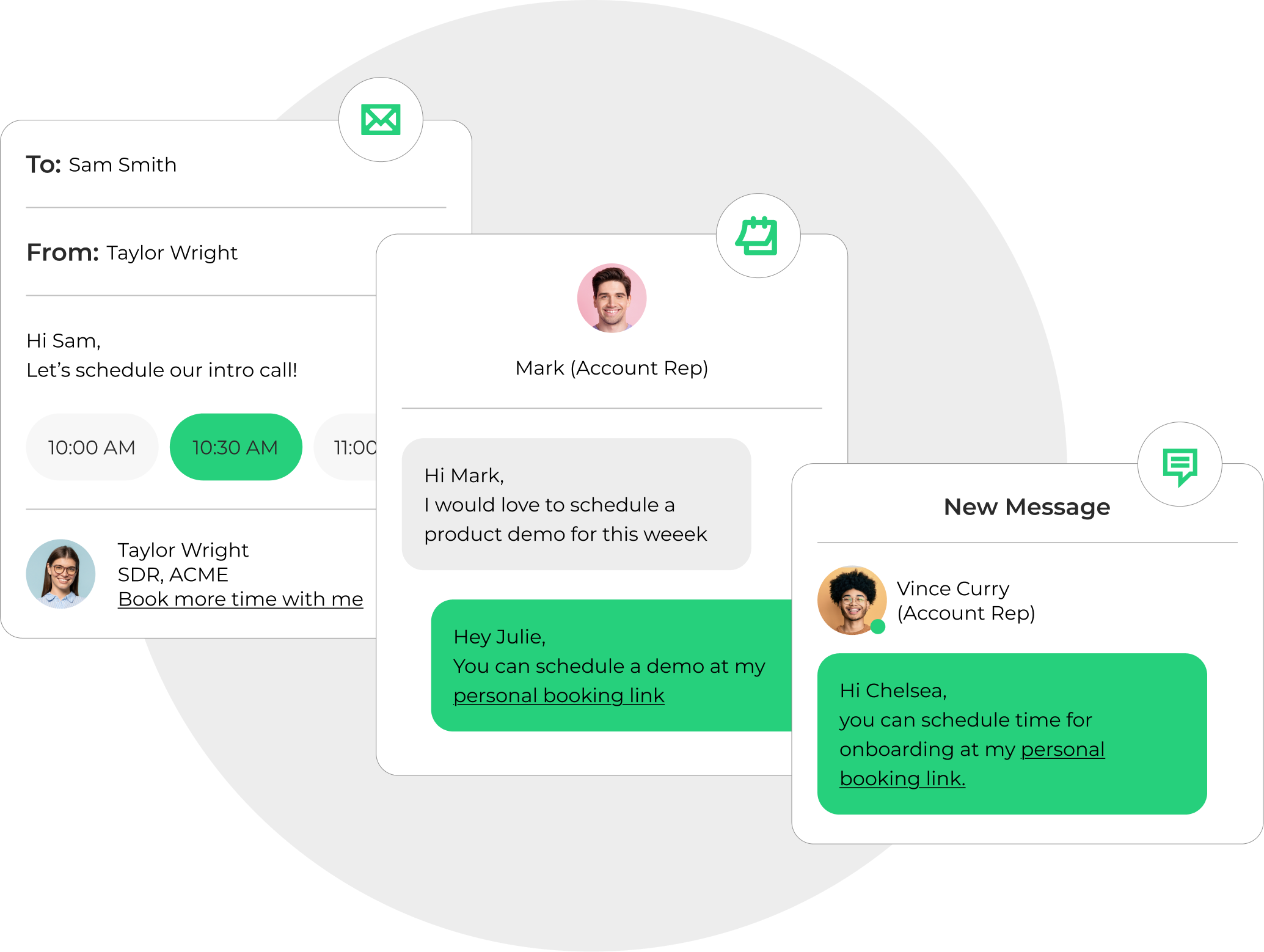 LeanData BookIt Links graphic, showcasing friction-free scheduling