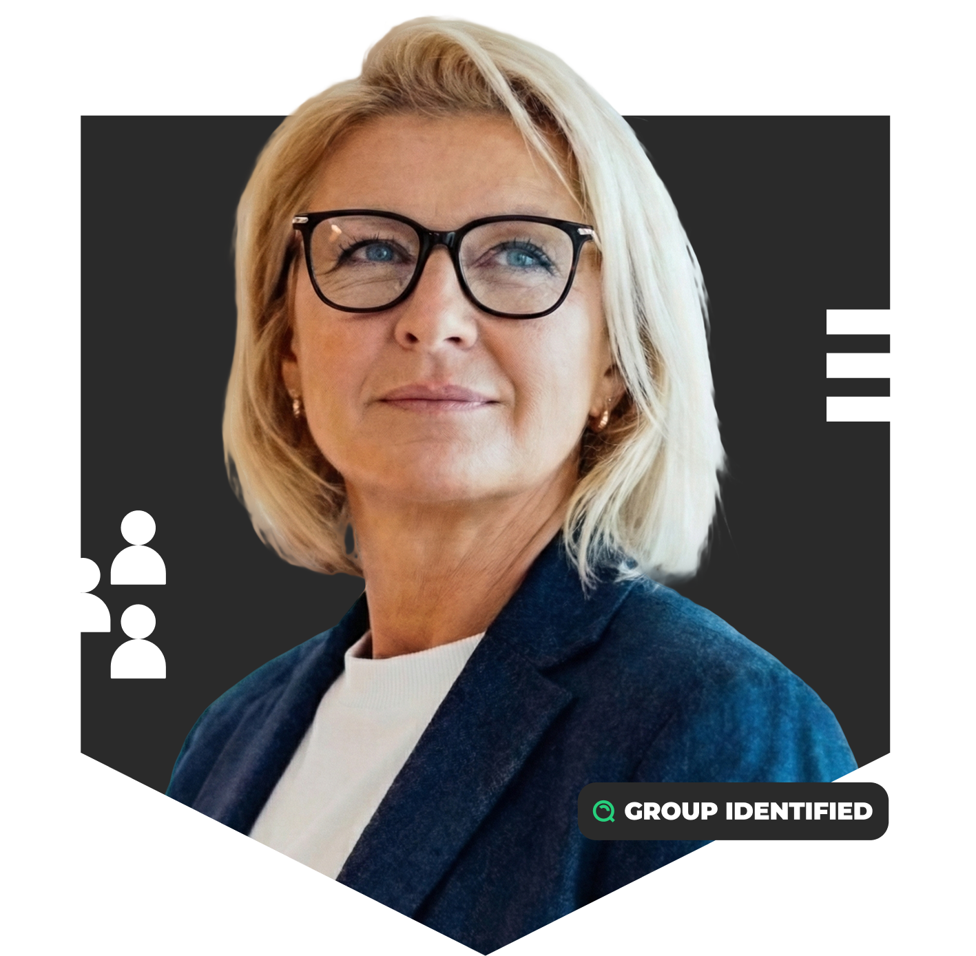 LeanData Buying Groups Edition graphic showing a woman looking up confidently