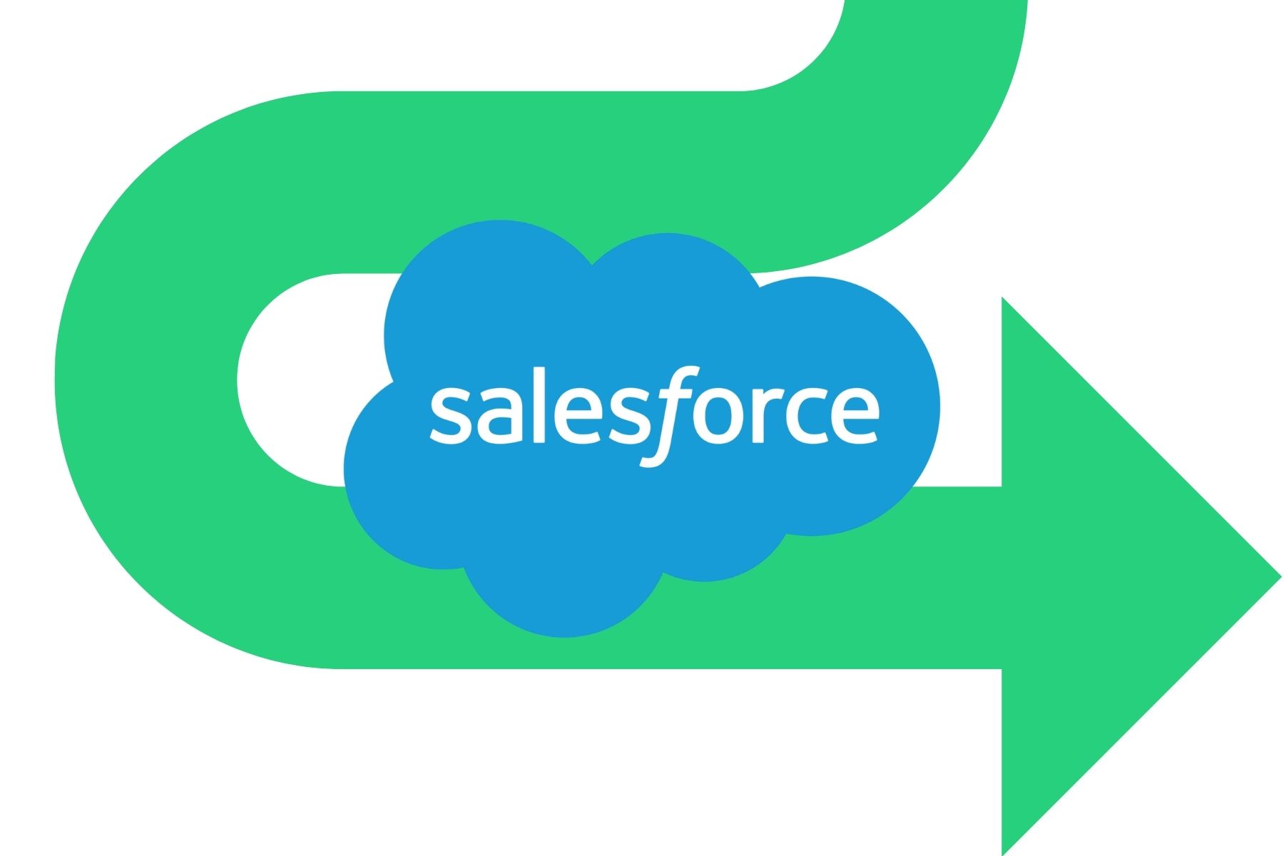 Green arrow with Salesforce logo to represent automating Salesforce lead routing