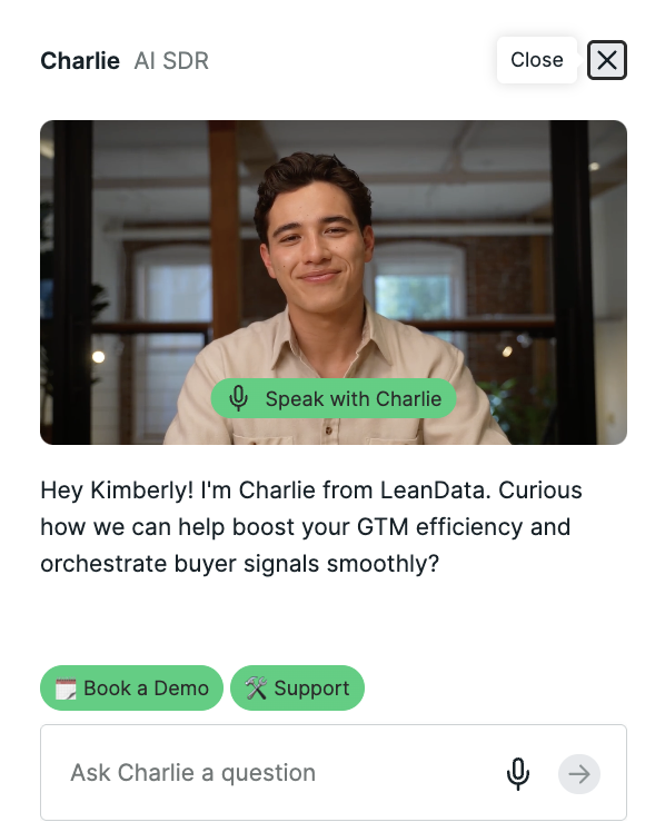 Charlie, the LeanData AI SDR on the LeanData Home Page