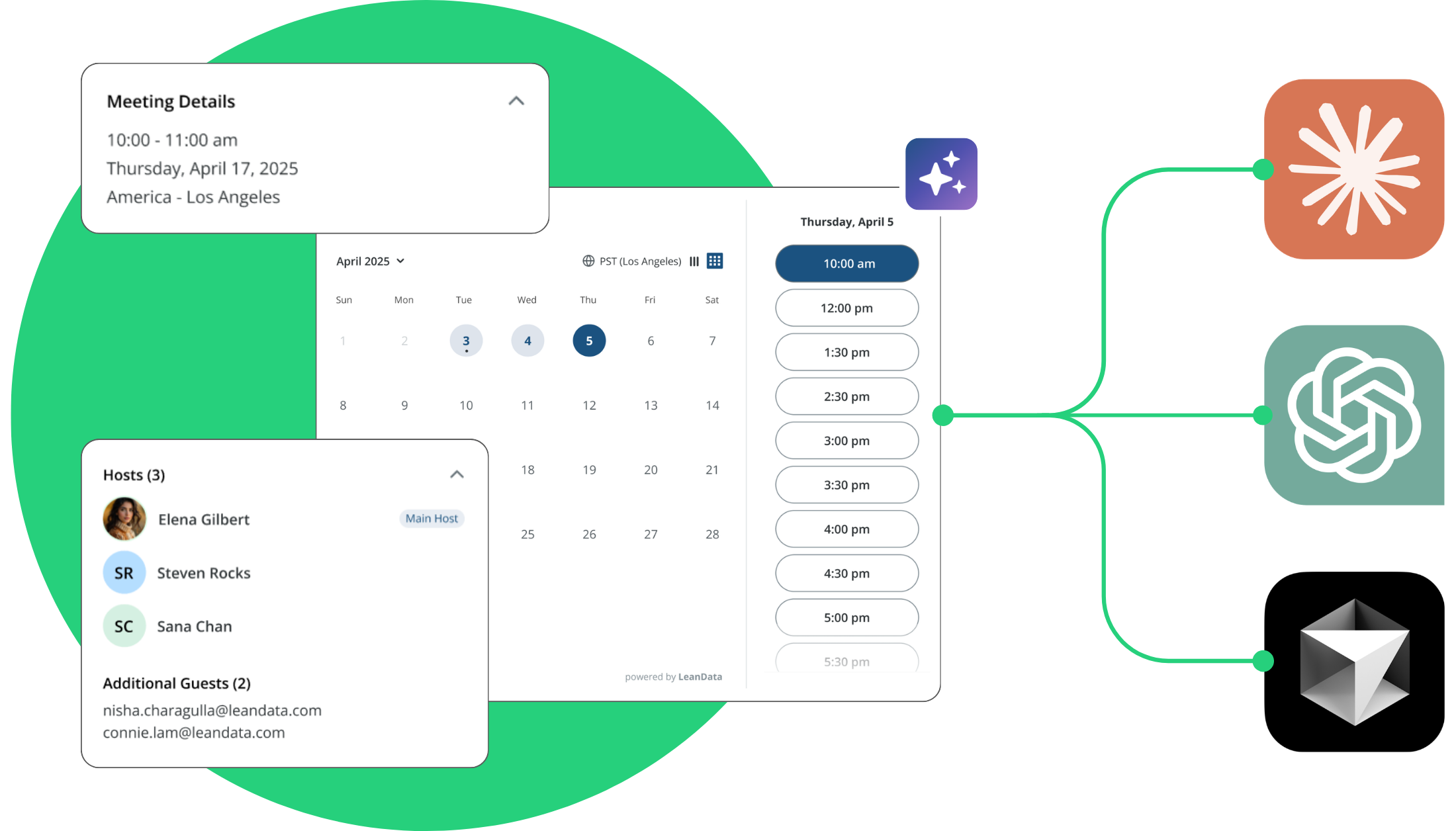 LeanData BookIt userinterface connecting to LLMs like Claude, ChatGPT and Grok