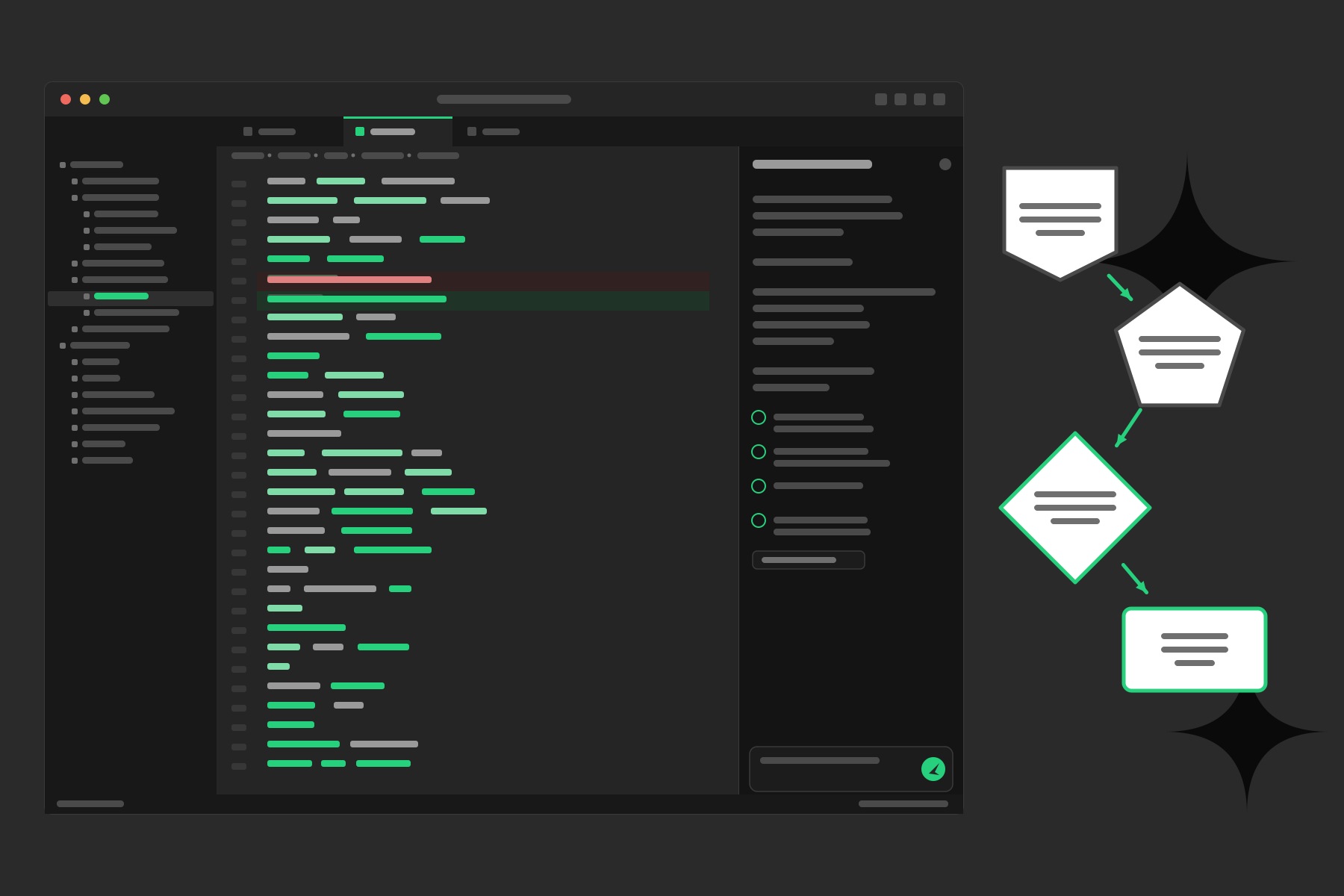 vibe coding on one side of the image and shapes from the LeanData FlowBuilder on the other side