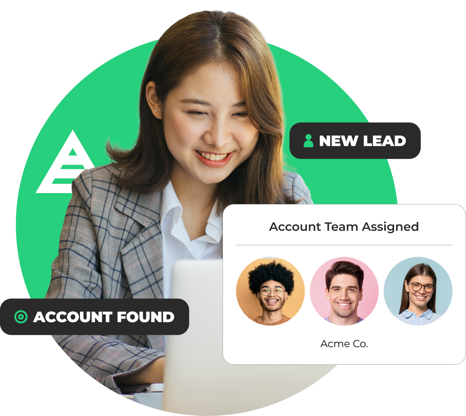 A new lead matched to its account and assigned to the account team